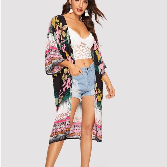 Floral Print Kimono/Cover-Up - Picture 2 of 6